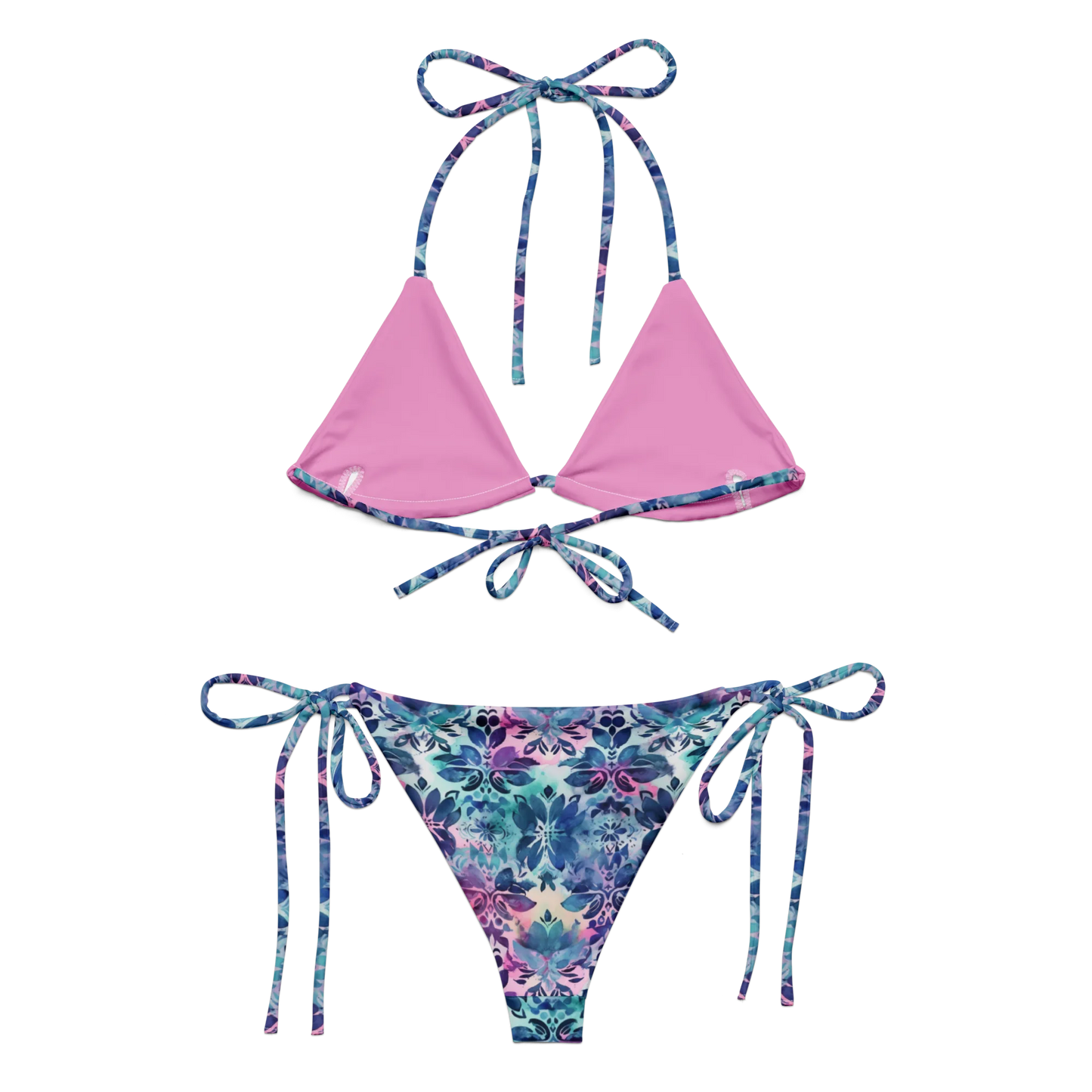 Blue Floral Boho Dream Recycled String Bikini