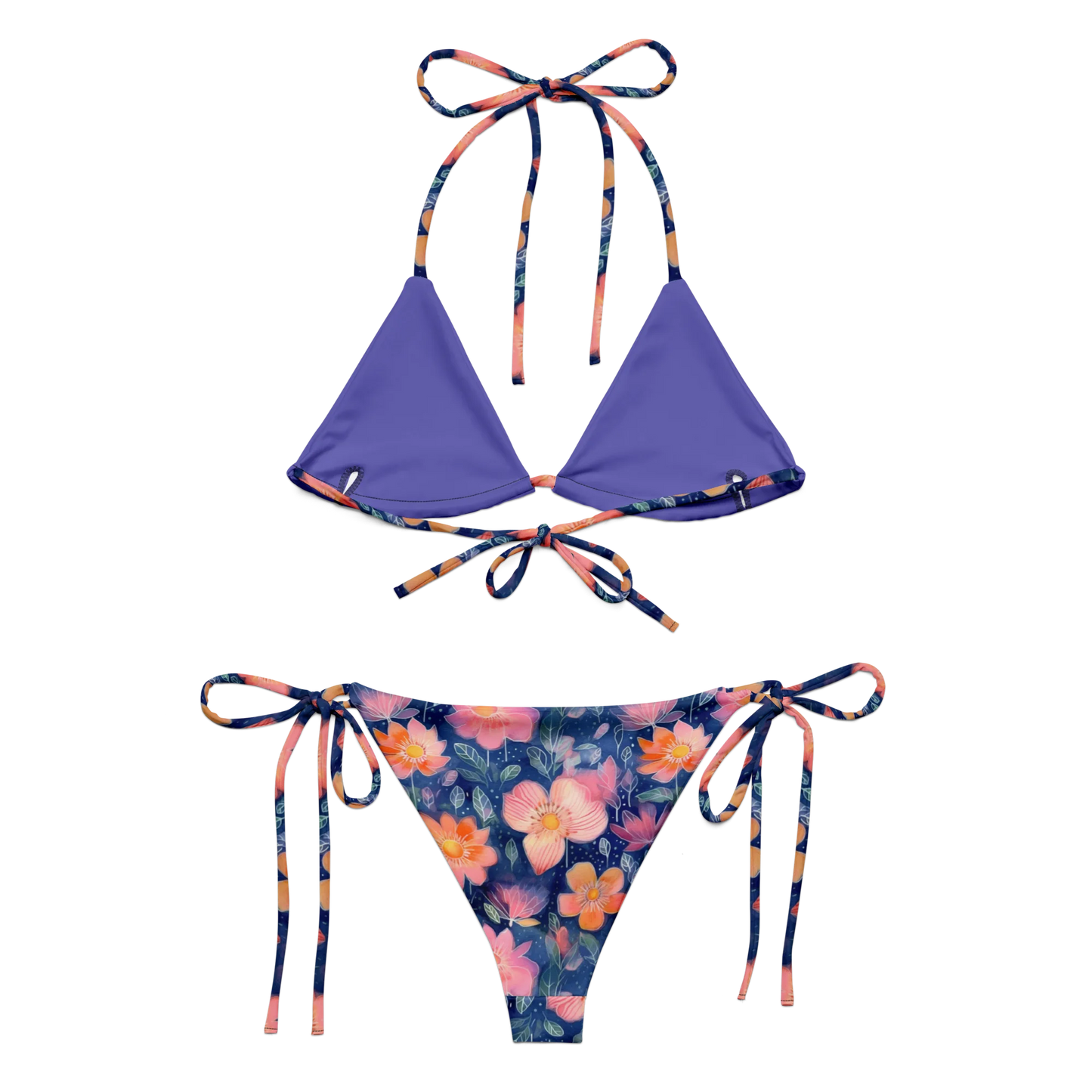 Vintage Floral Bliss Recycled String Bikini