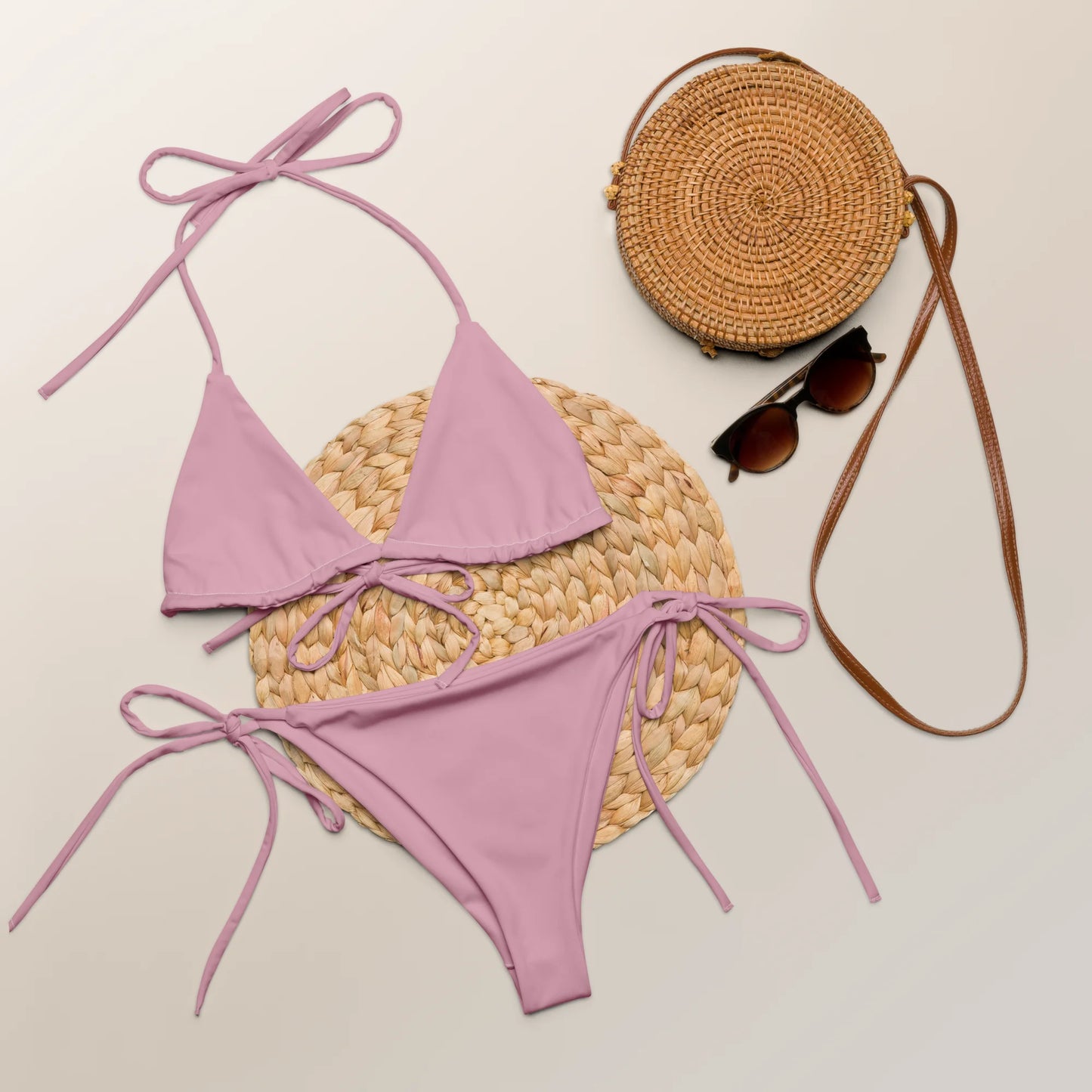 Soft Pink Basic Recycled String Bikini