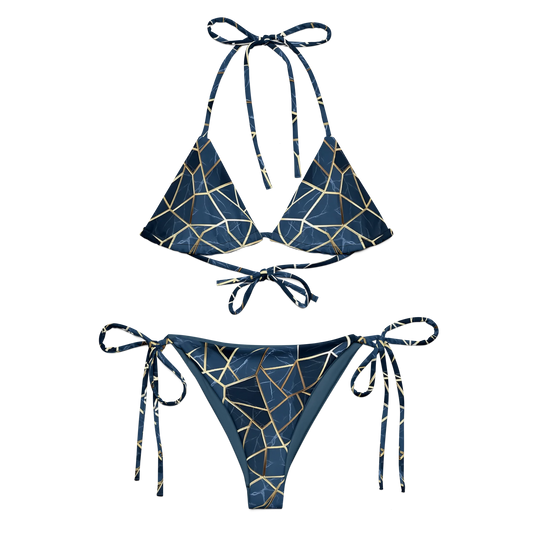 Blue Geometric Nordic Sky Recycled String Bikini