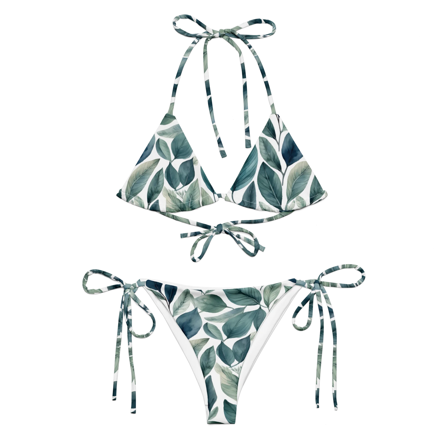 Sleek Foliage Recycled String Bikini