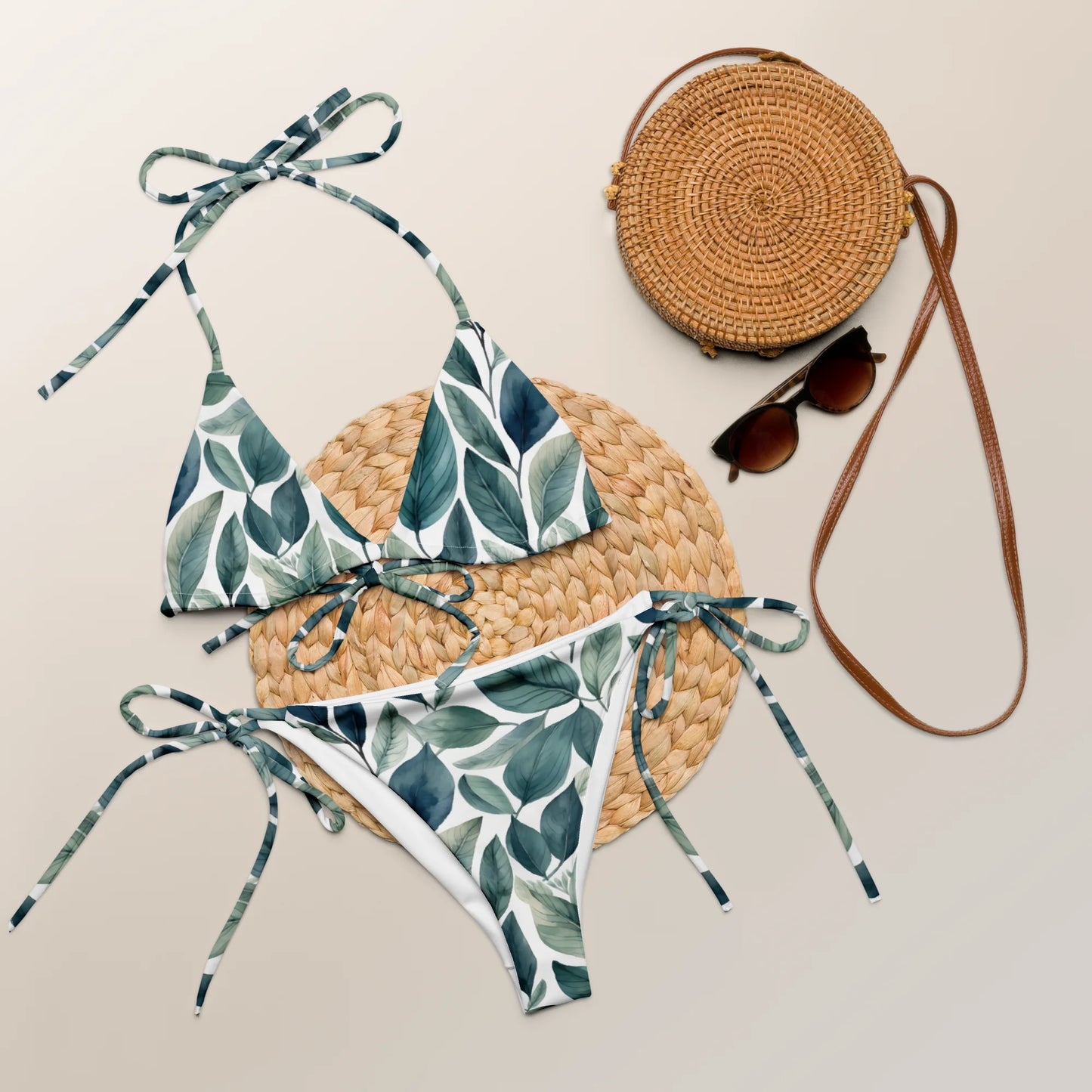 Sleek Foliage Recycled String Bikini