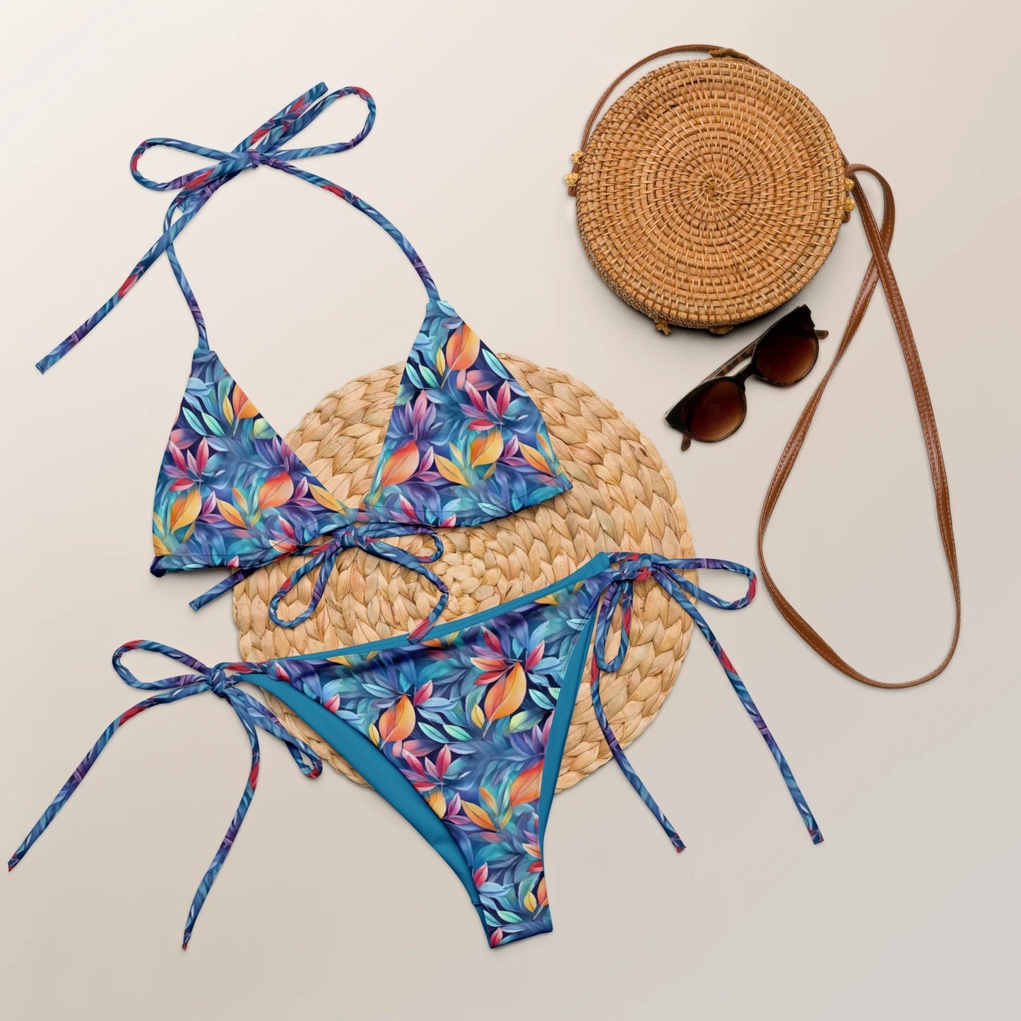 Luminous Leaves Recycled String Bikini