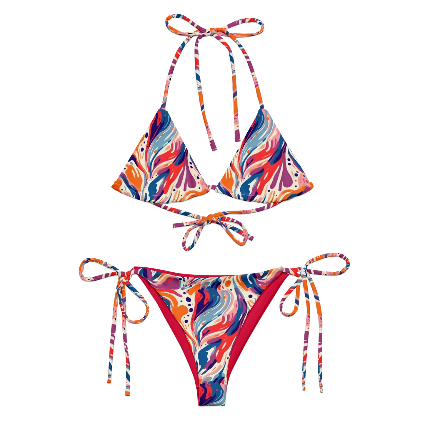 Radiant Floral Waves Recycled String Bikini