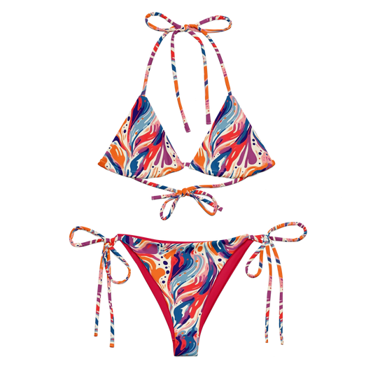 Radiant Floral Waves Recycled String Bikini