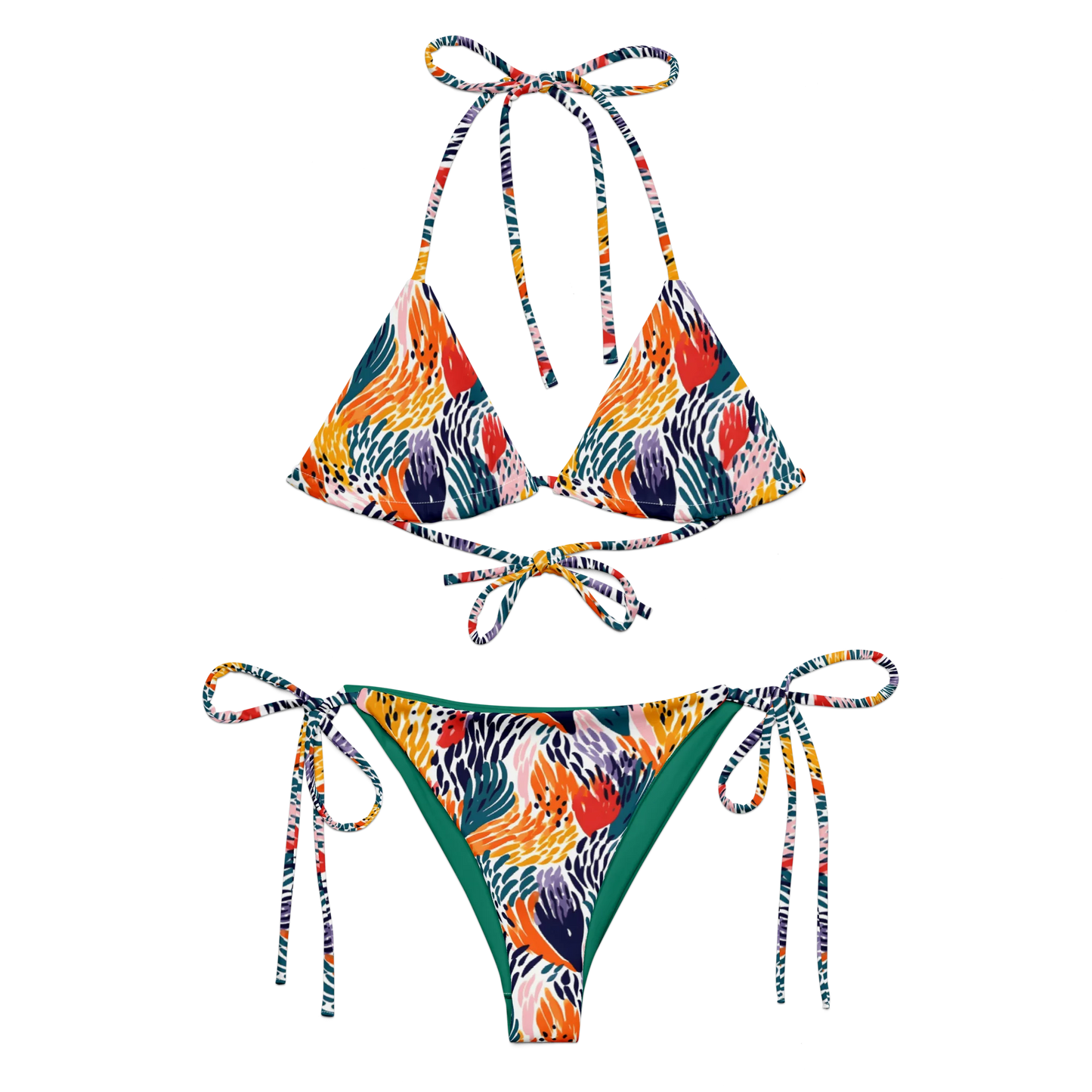 Blooming Clover Fields Abstraction Recycled String Bikini