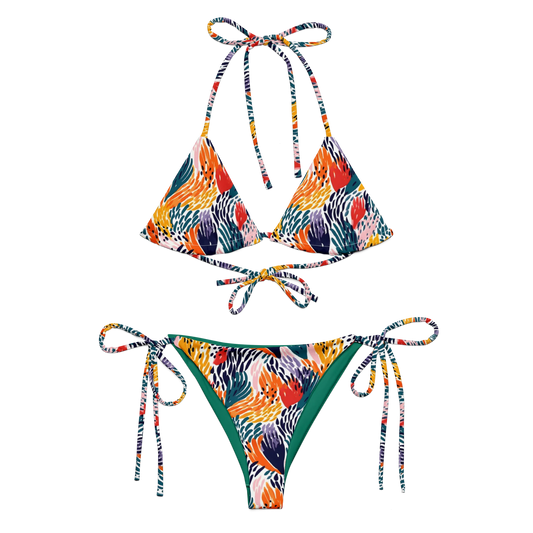 Blooming Clover Fields Abstraction Recycled String Bikini