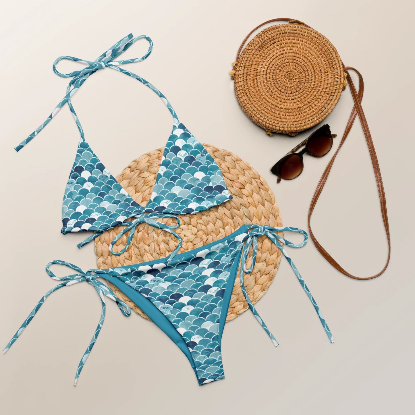 Turquoise Mermaid Fantasy Recycled String Bikini