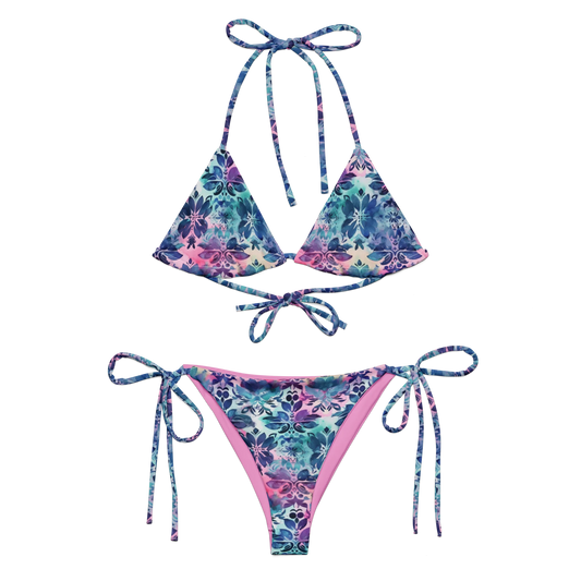 Blue Floral Boho Dream Recycled String Bikini