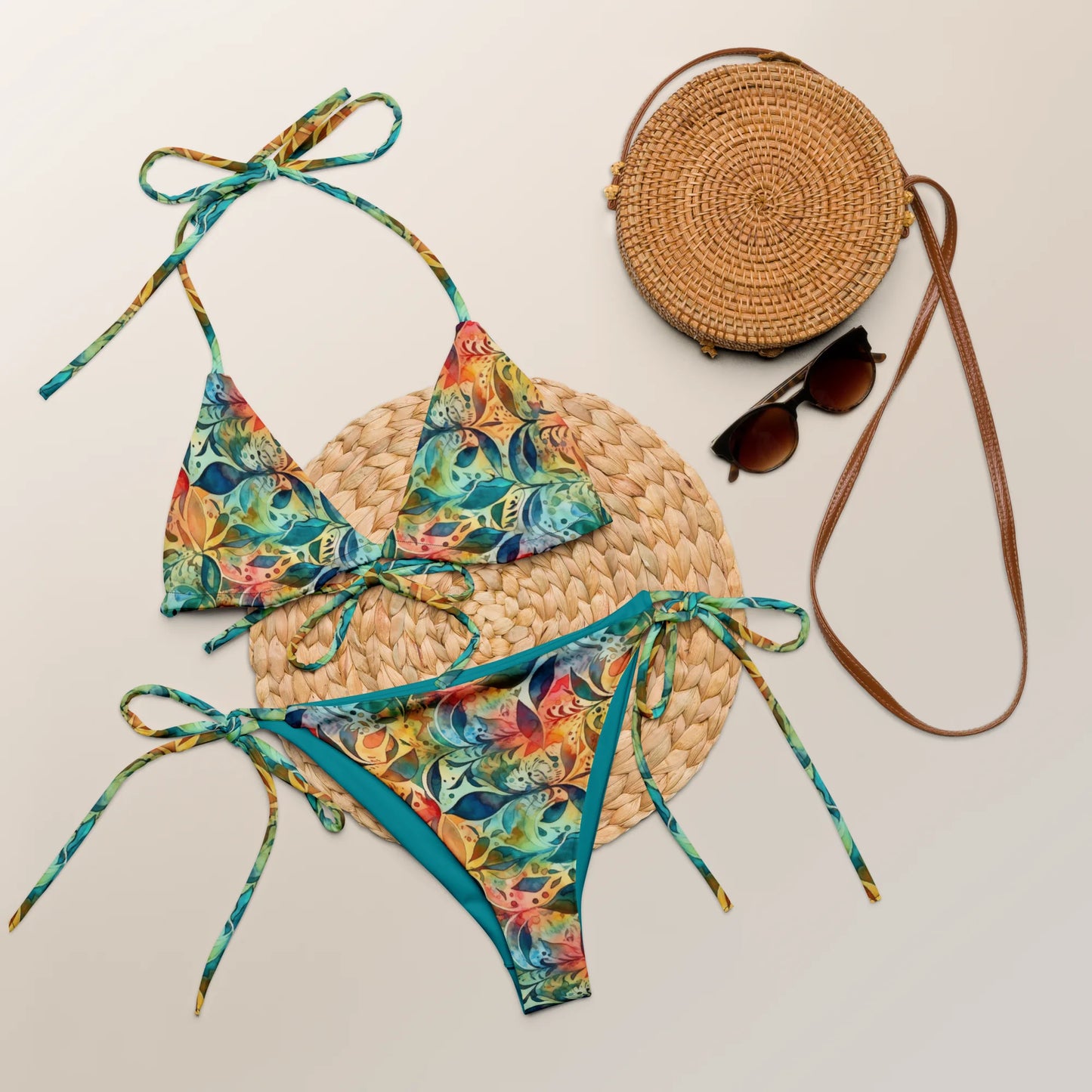 Mysterious Summer Boho Ornament Recycled String Bikini