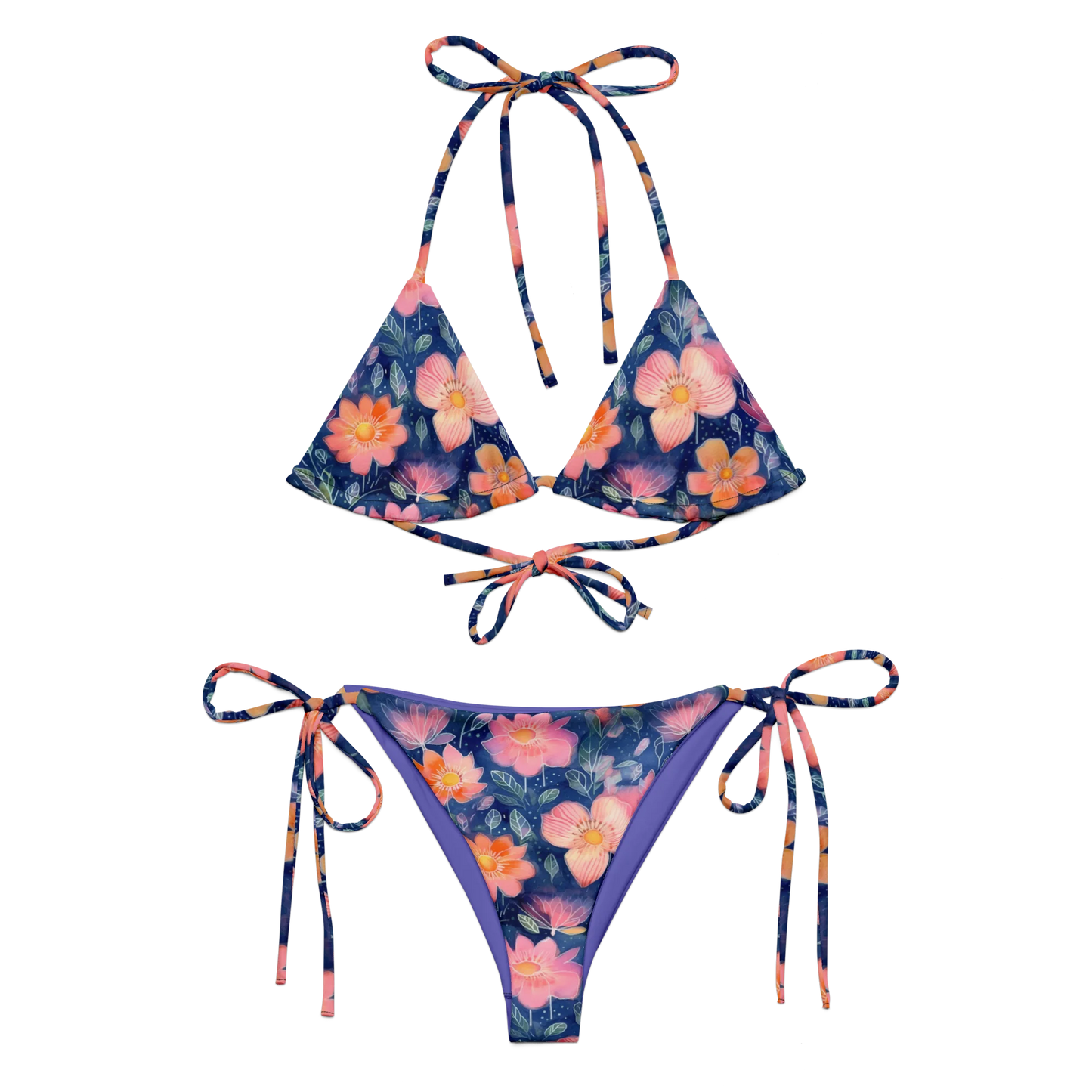 Vintage Floral Bliss Recycled String Bikini