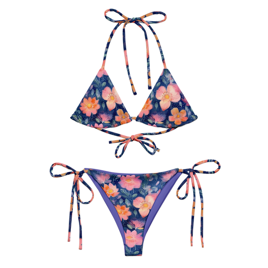 Vintage Floral Bliss Recycled String Bikini