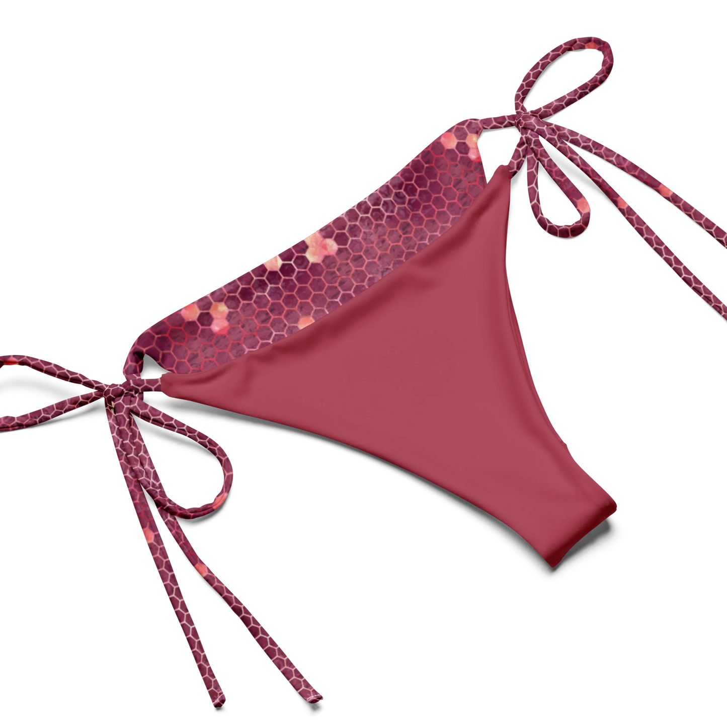 Burgundy Gold Honeycombs Ornament Recycled String Bikini