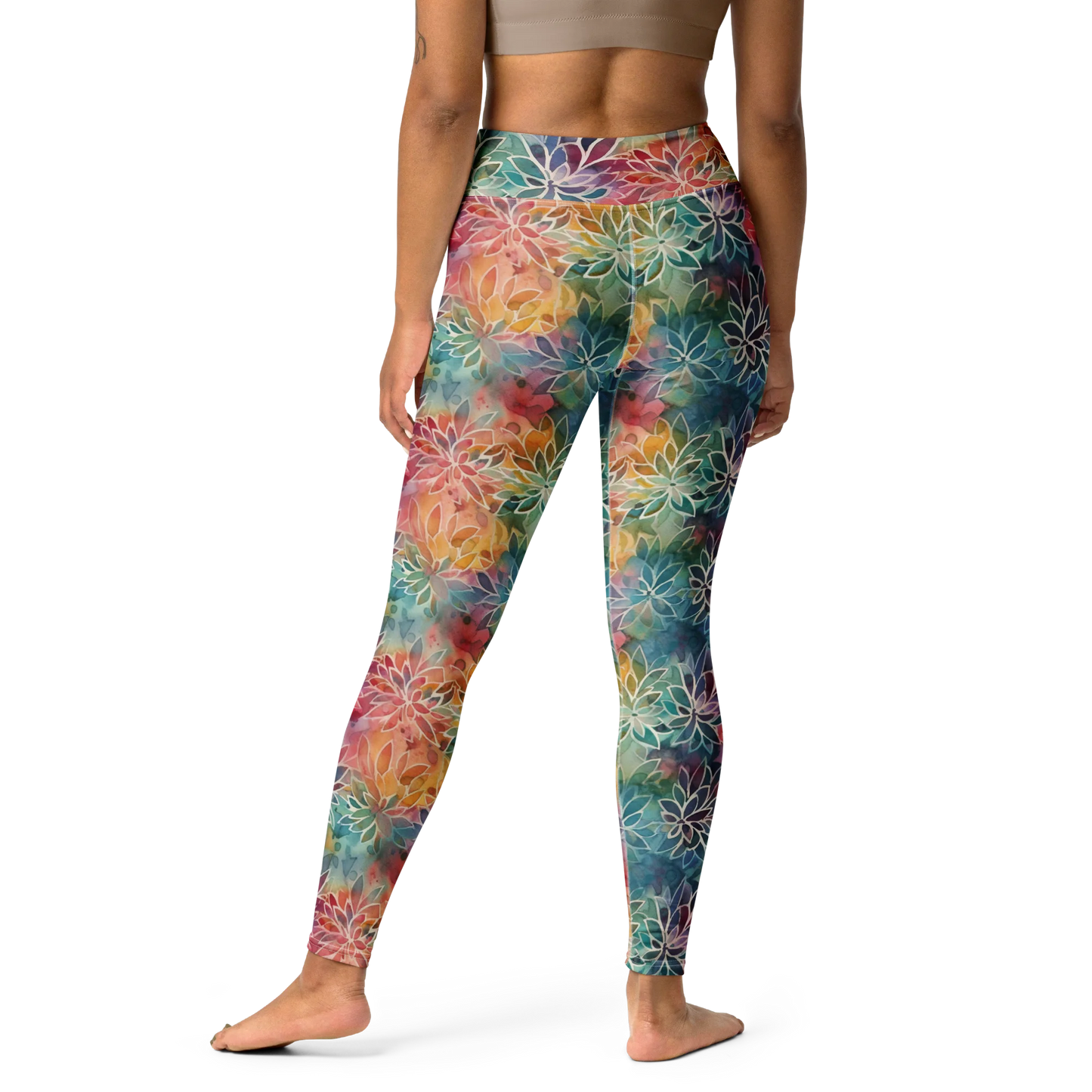 Colorful Summer Floral Abstraction Yoga Leggings