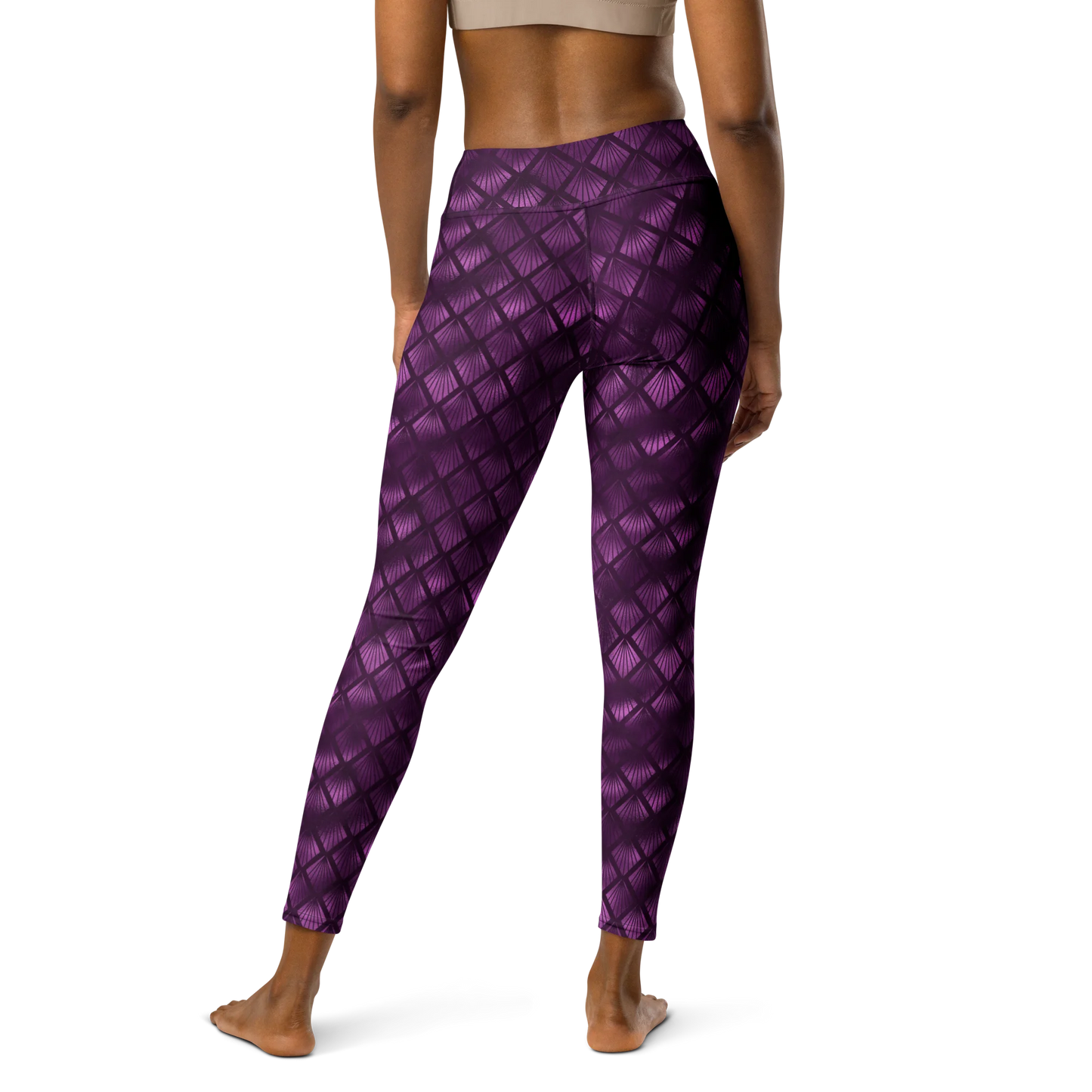 Violet Shadows Art Deco Ornament Yoga Leggings