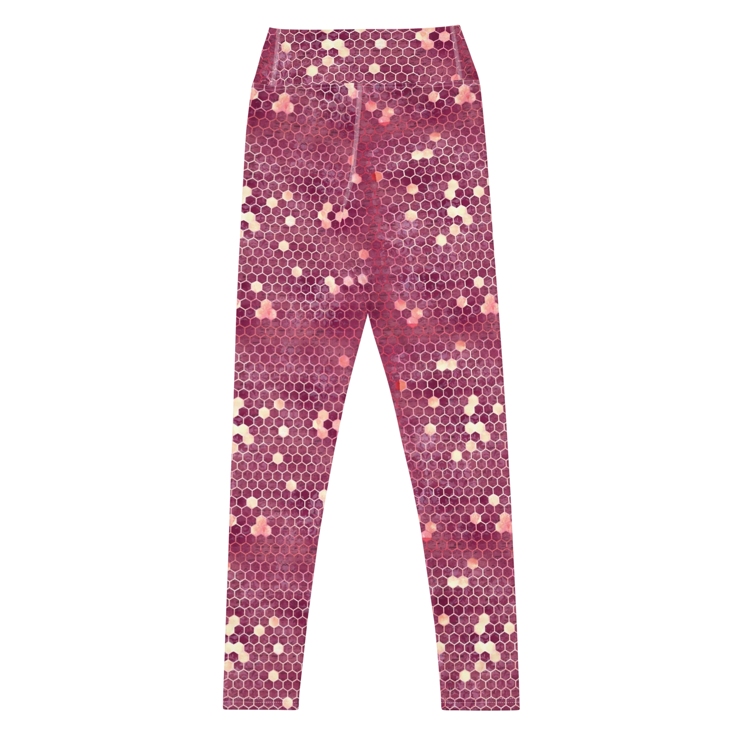 Burgundy Gold Honeycombs Ornament Yoga Leggings