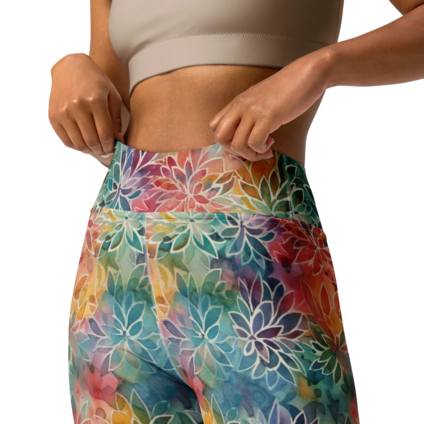 Colorful Summer Floral Abstraction Yoga Leggings