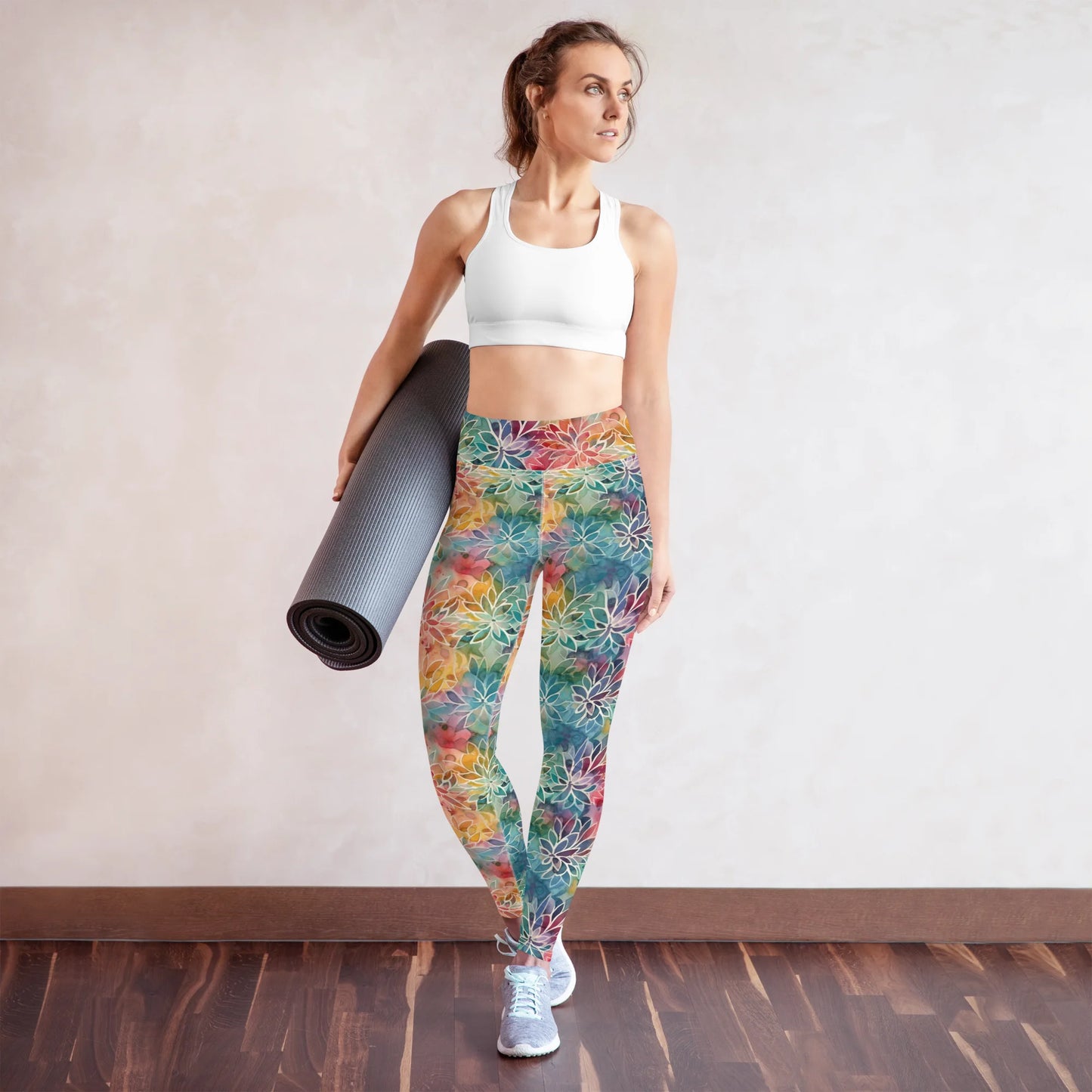 Colorful Summer Floral Abstraction Yoga Leggings