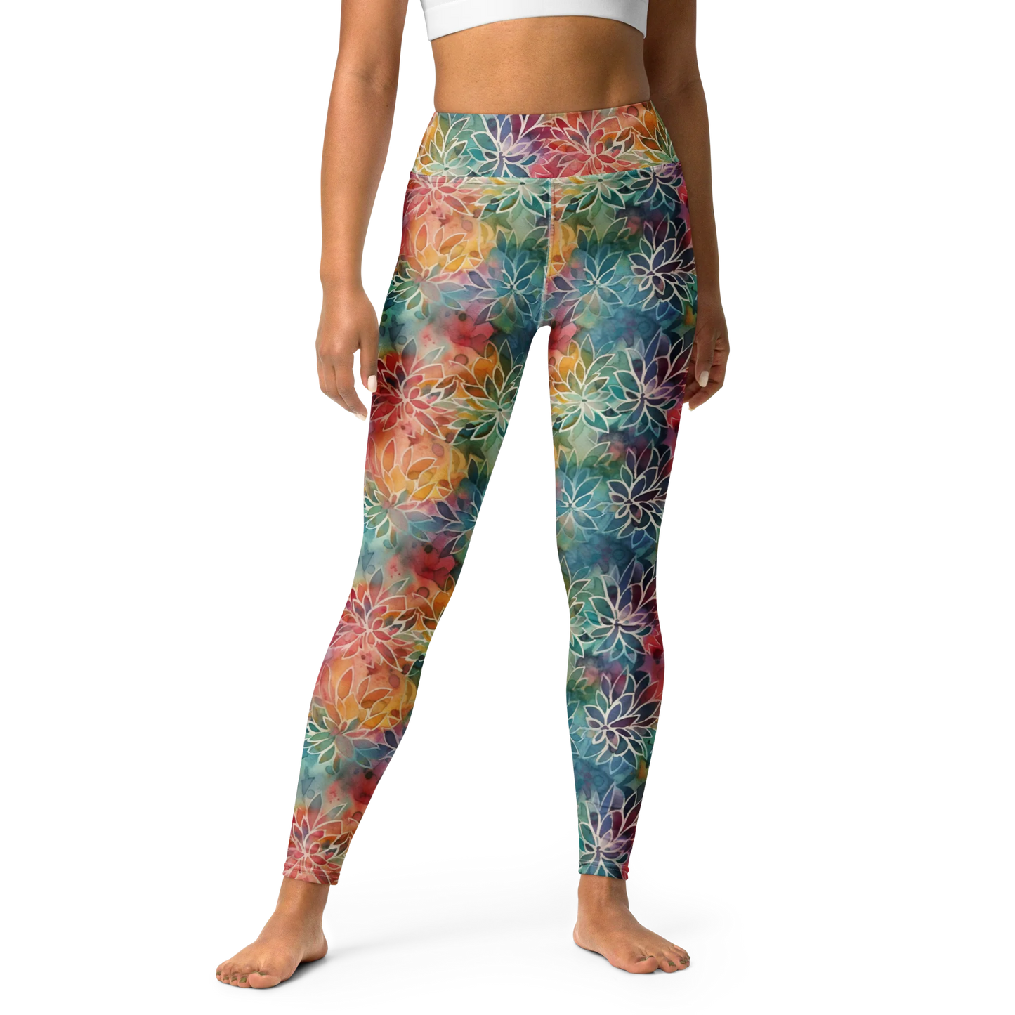 Colorful Summer Floral Abstraction Yoga Leggings