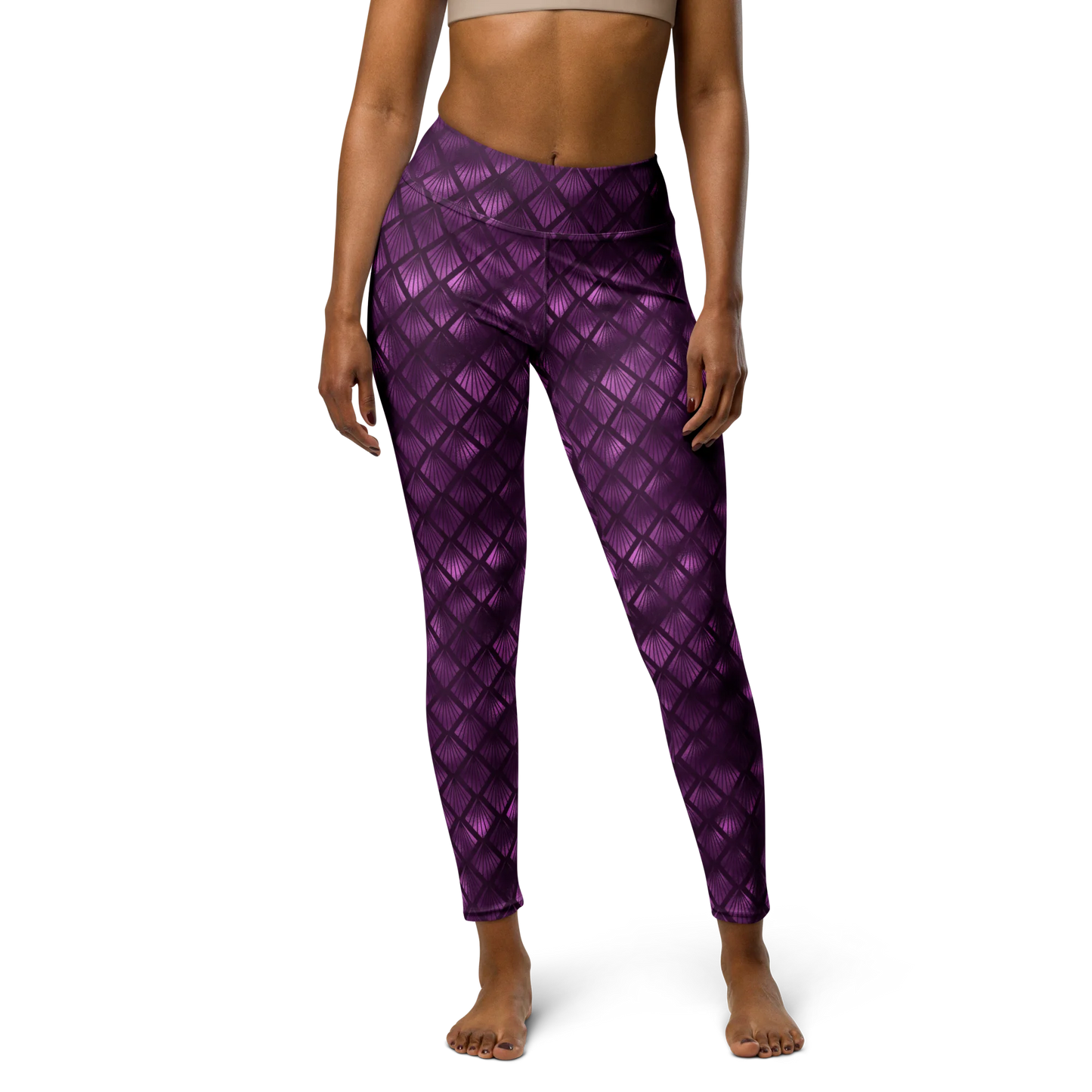 Violet Shadows Art Deco Ornament Yoga Leggings