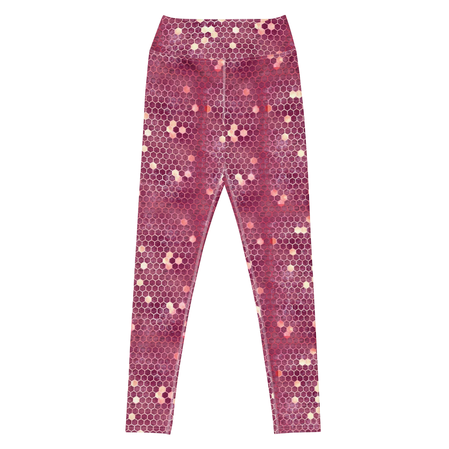 Burgundy Gold Honeycombs Ornament Yoga Leggings