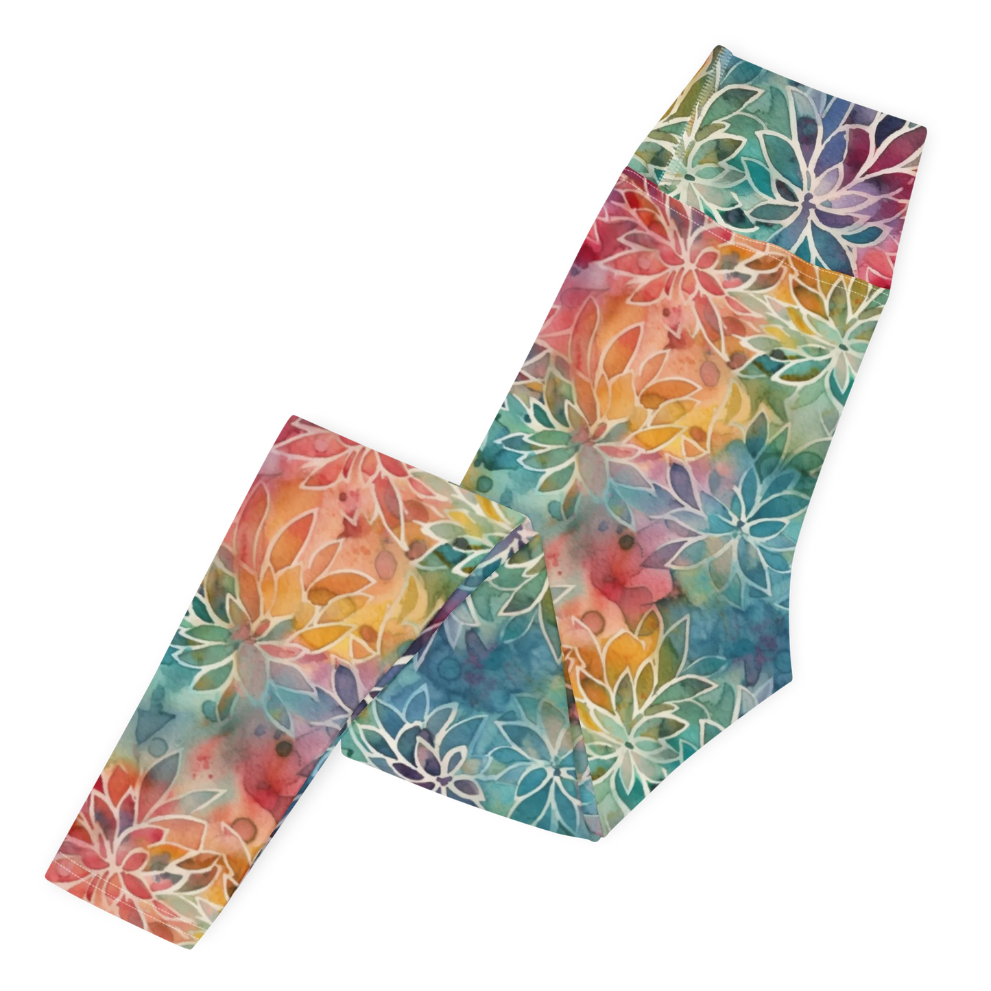 Colorful Summer Floral Abstraction Yoga Leggings