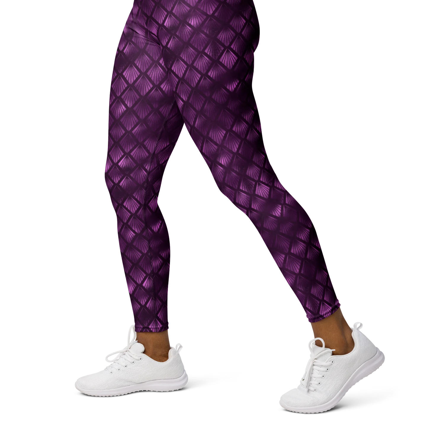 Violet Shadows Art Deco Ornament Yoga Leggings