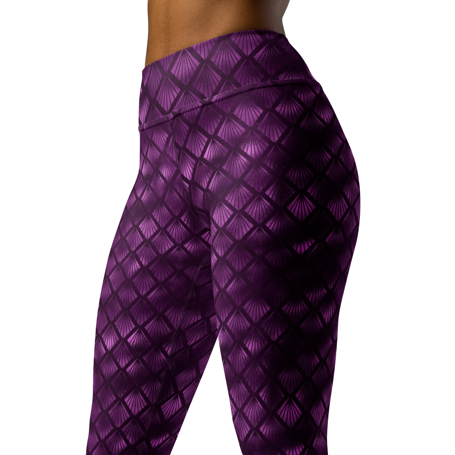 Violet Shadows Art Deco Ornament Yoga Leggings