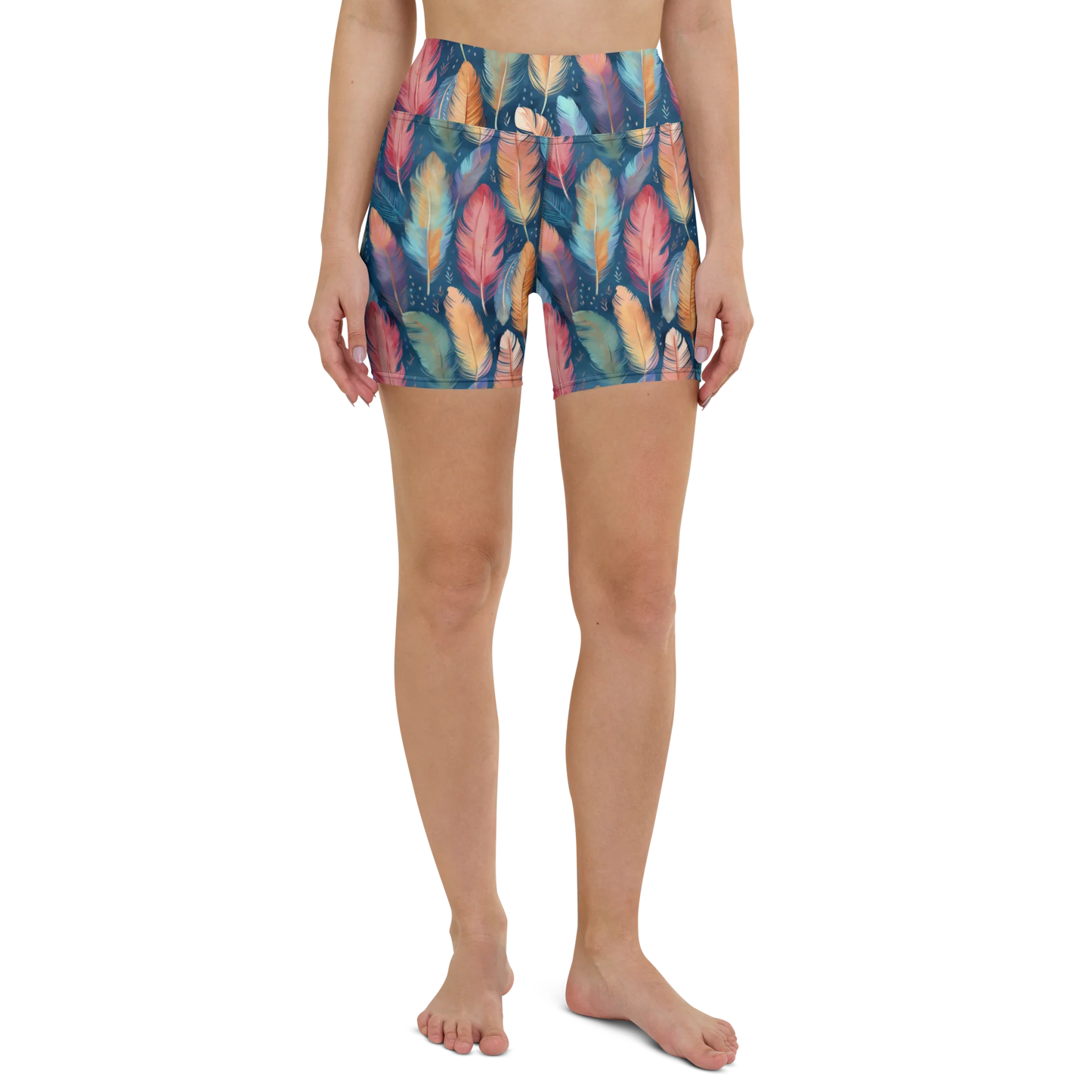 Dance of Wild Birds` Feathers Yoga Shorts