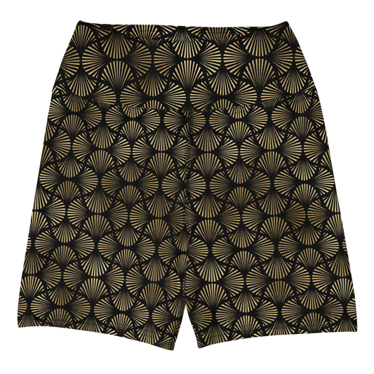 Black And Gold Art Deco Flower Reflections Yoga Shorts