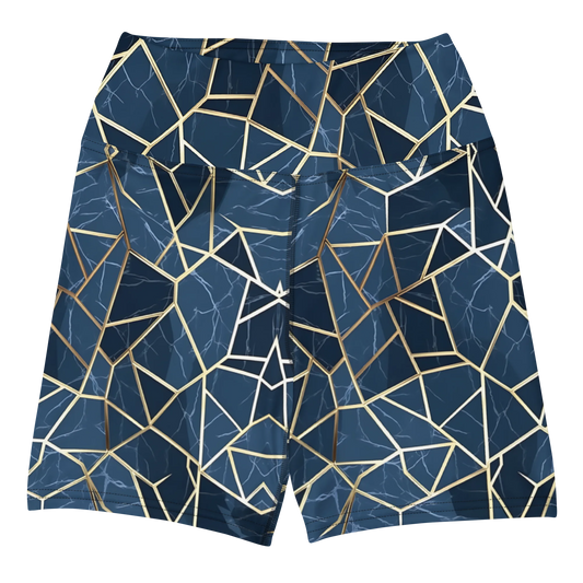 Blue Geometric Nordic Sky Yoga Shorts