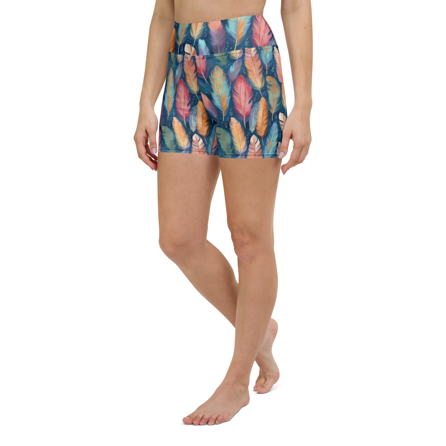 Dance of Wild Birds` Feathers Yoga Shorts