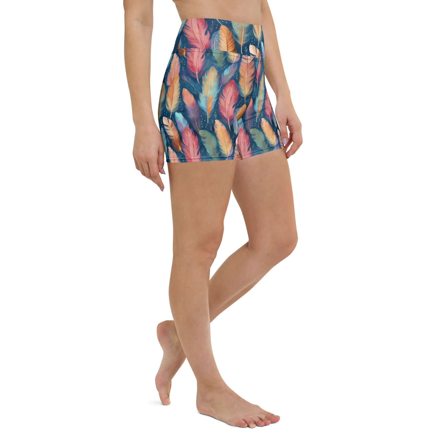 Dance of Wild Birds` Feathers Yoga Shorts