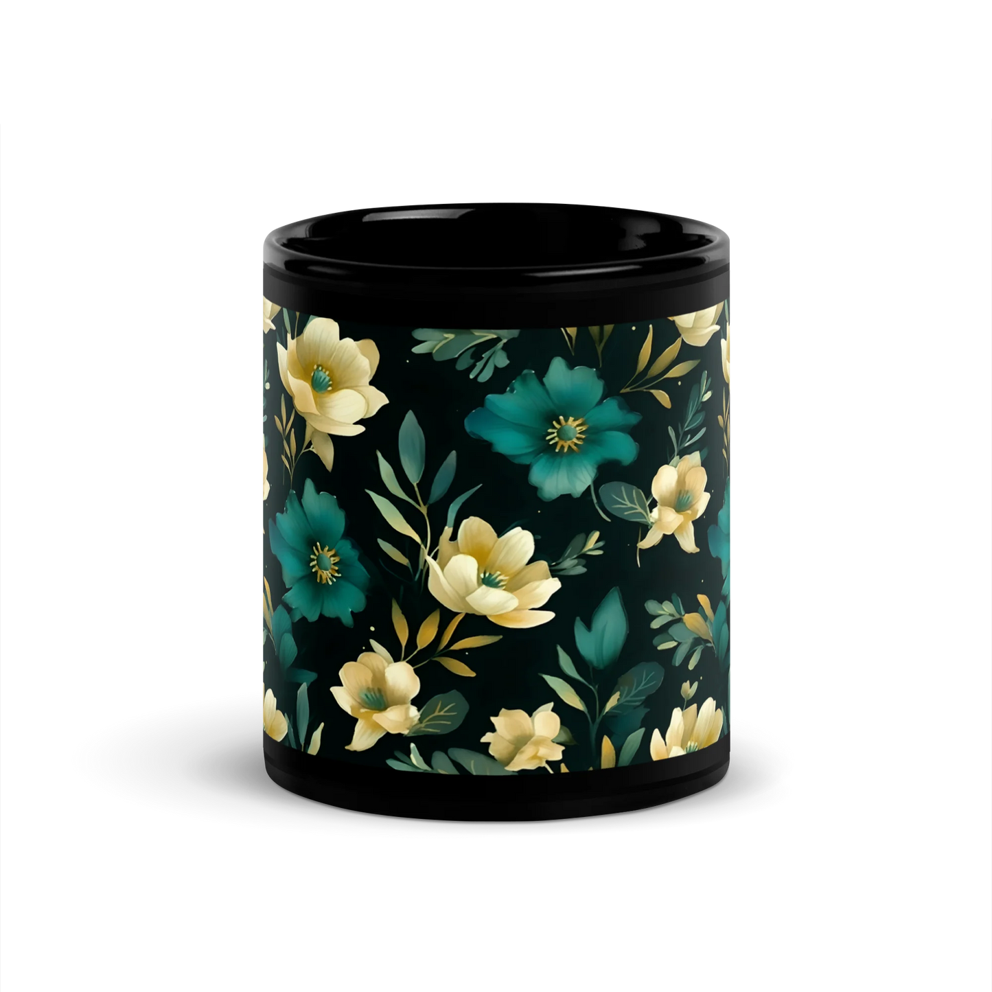 Minimalist Blooms Black Mug