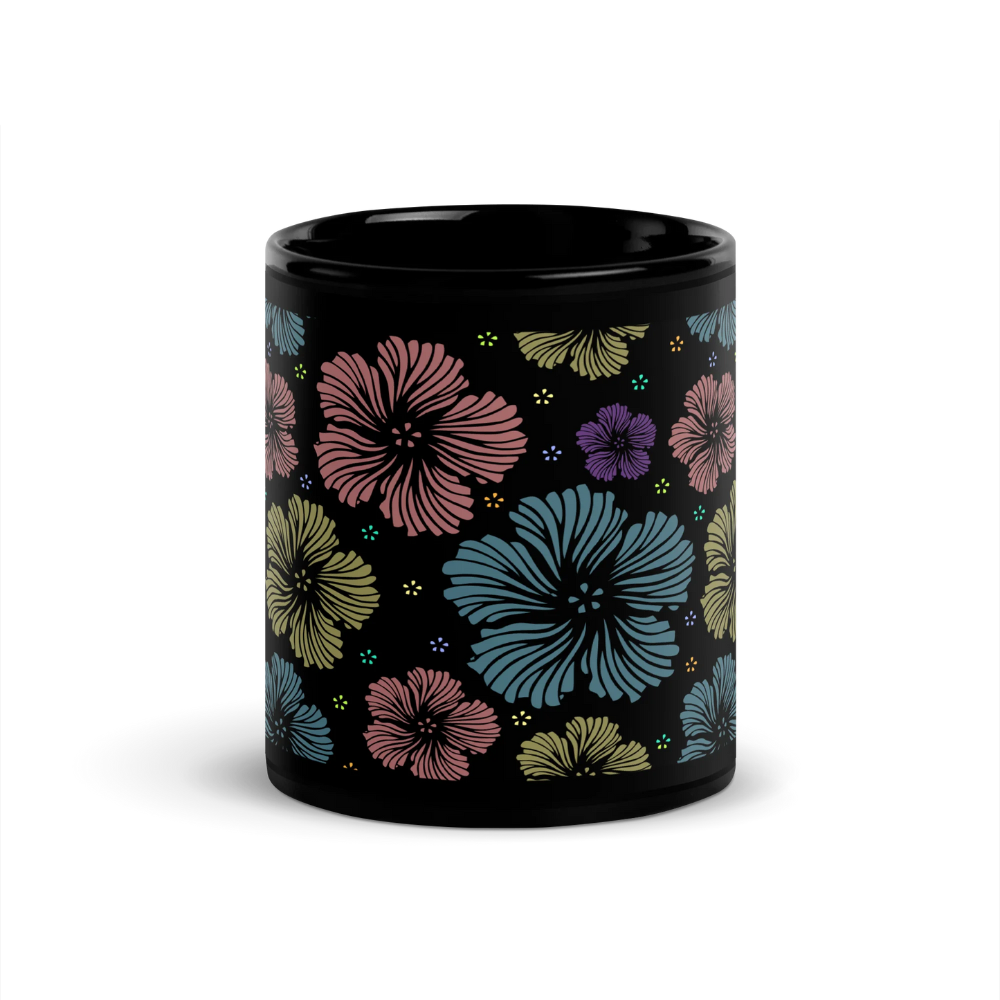 Clean Floral Vibes Black Mug