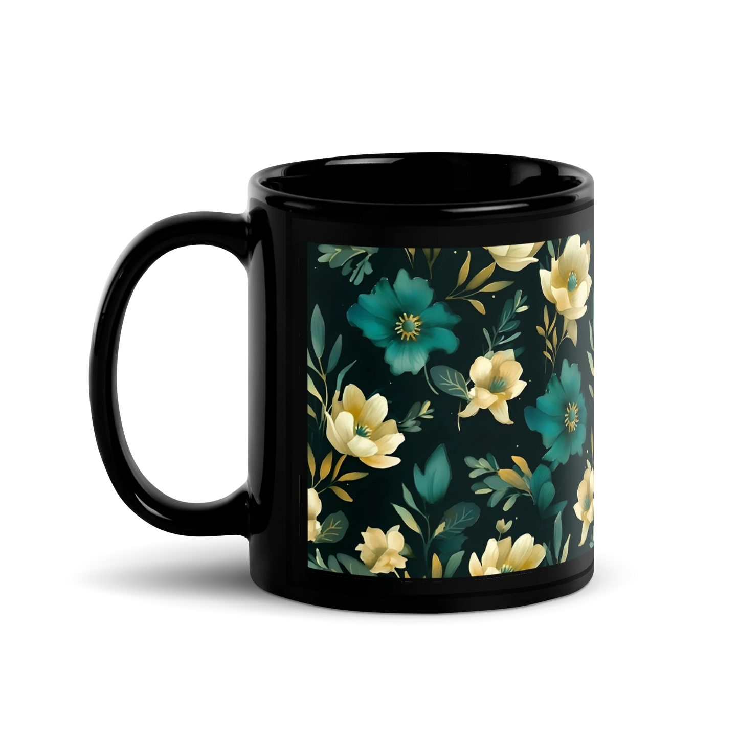 Minimalist Blooms Black Mug