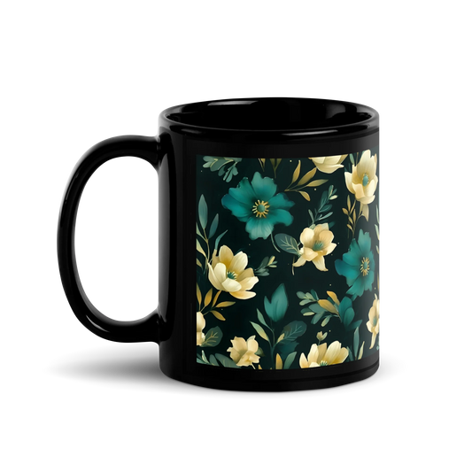 Minimalist Blooms Black Mug