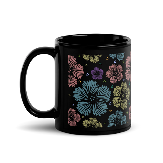 Clean Floral Vibes Black Mug