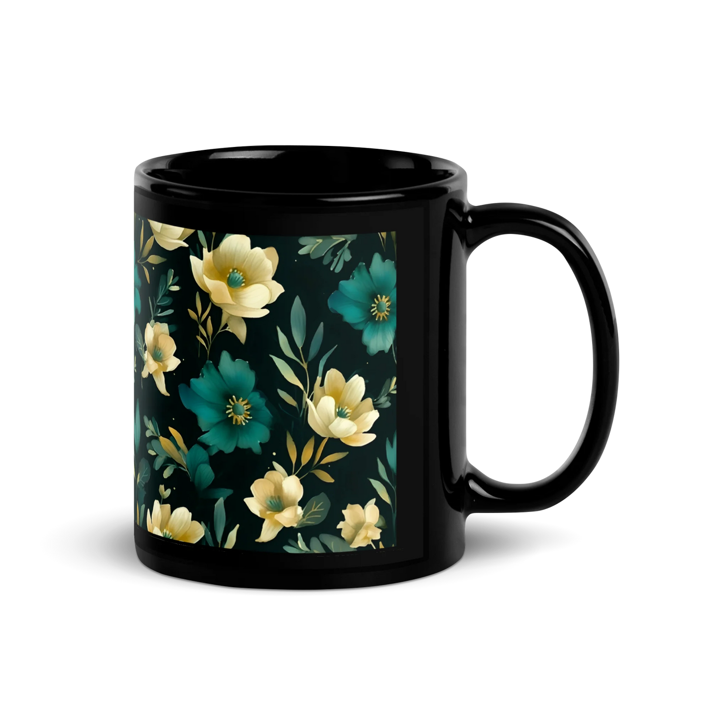 Minimalist Blooms Black Mug