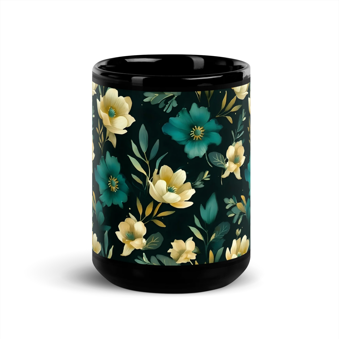 Minimalist Blooms Black Mug