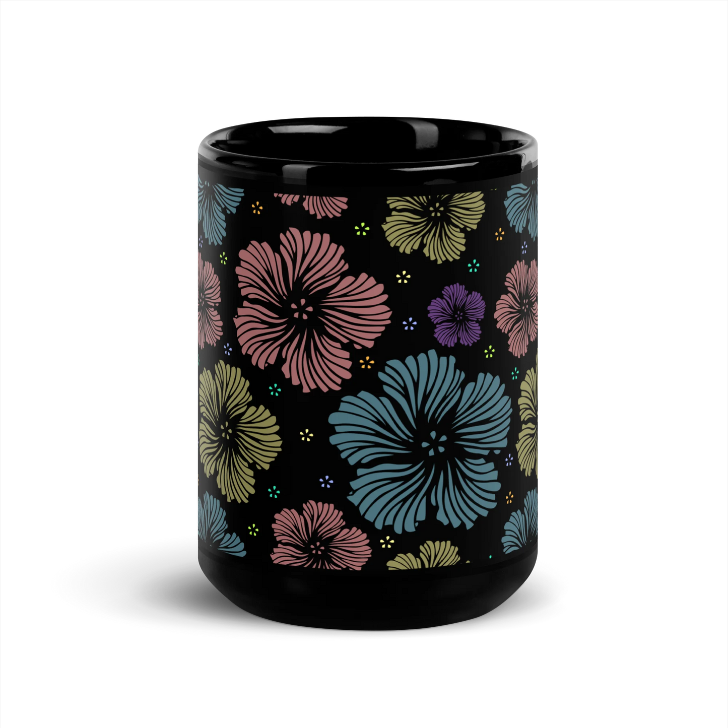 Clean Floral Vibes Black Mug