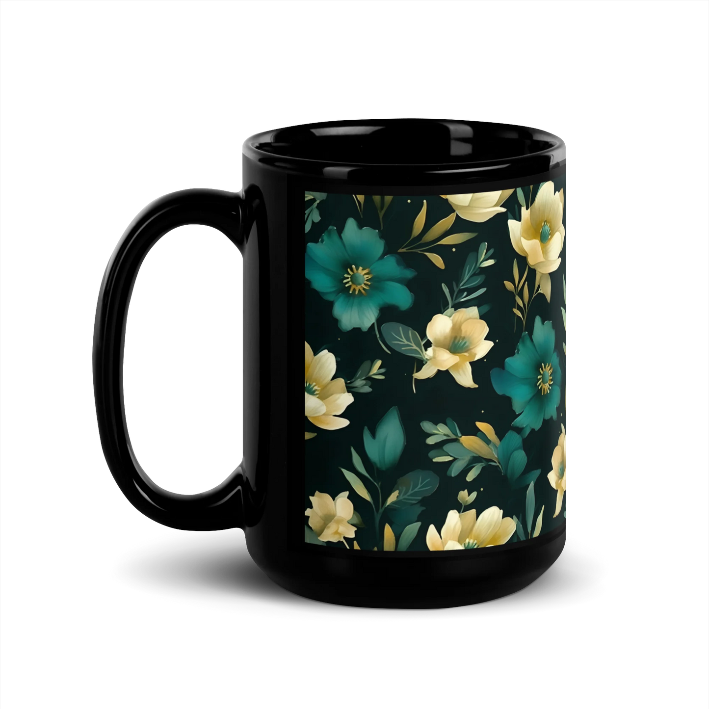 Minimalist Blooms Black Mug