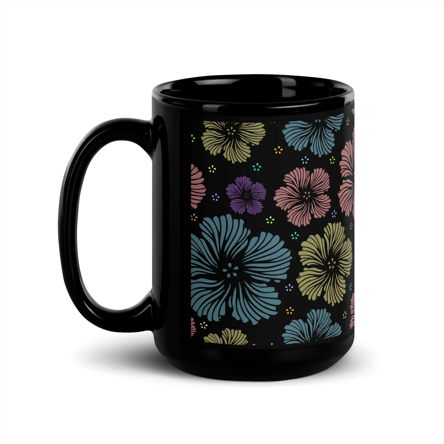 Clean Floral Vibes Black Mug