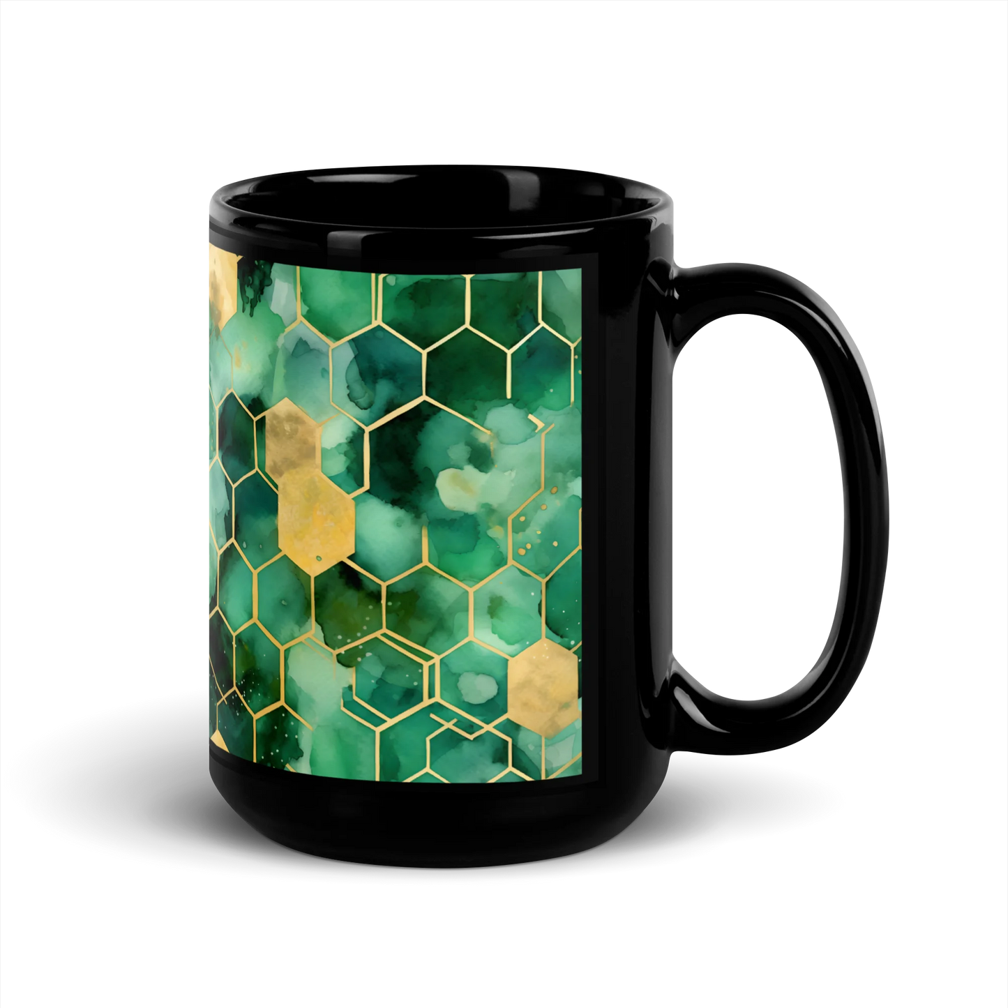 Abstract Verdant Elegance Black Mug
