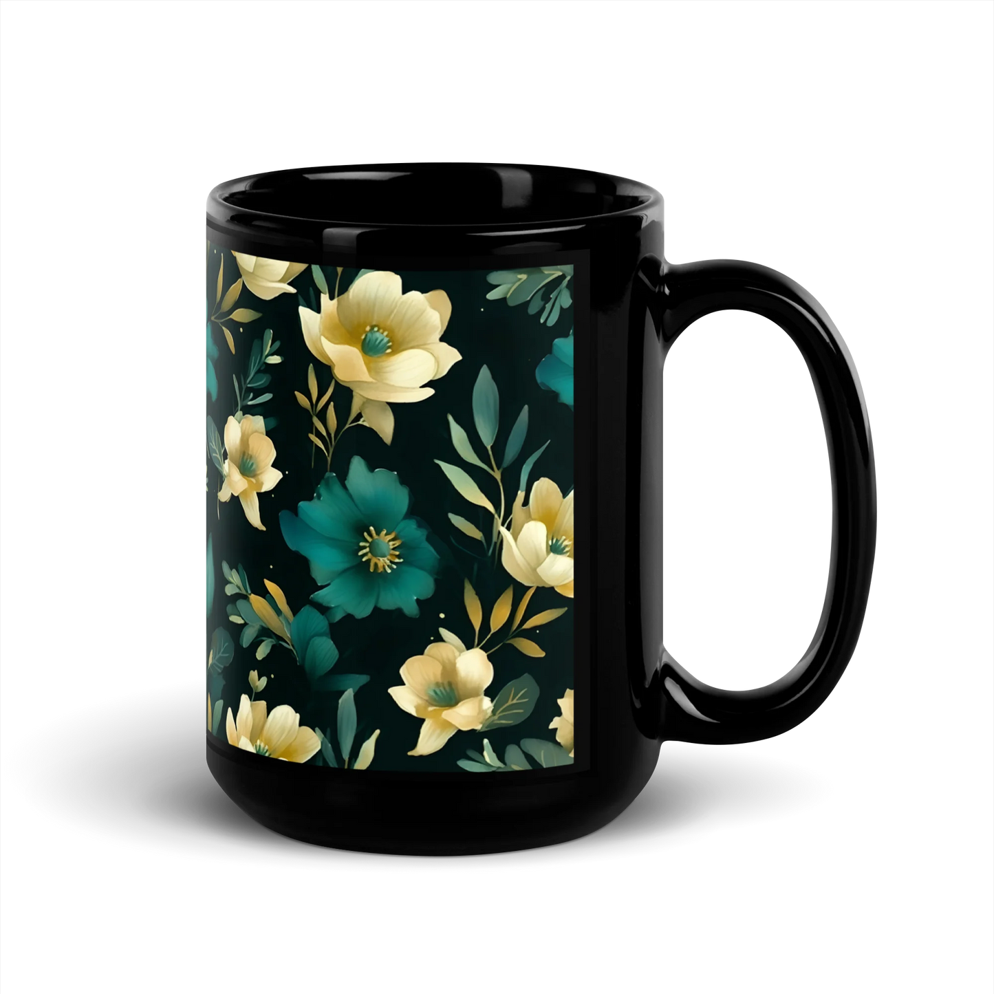 Minimalist Blooms Black Mug