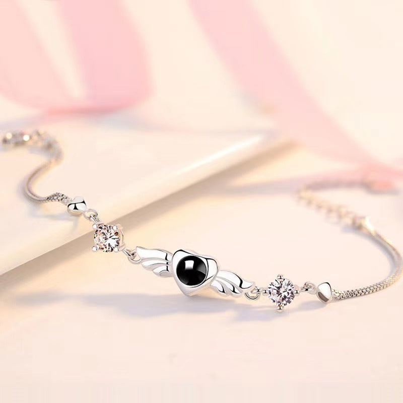 Wings of Angel Photo Projection Bracelet Nano Engraving Custom Jewelry