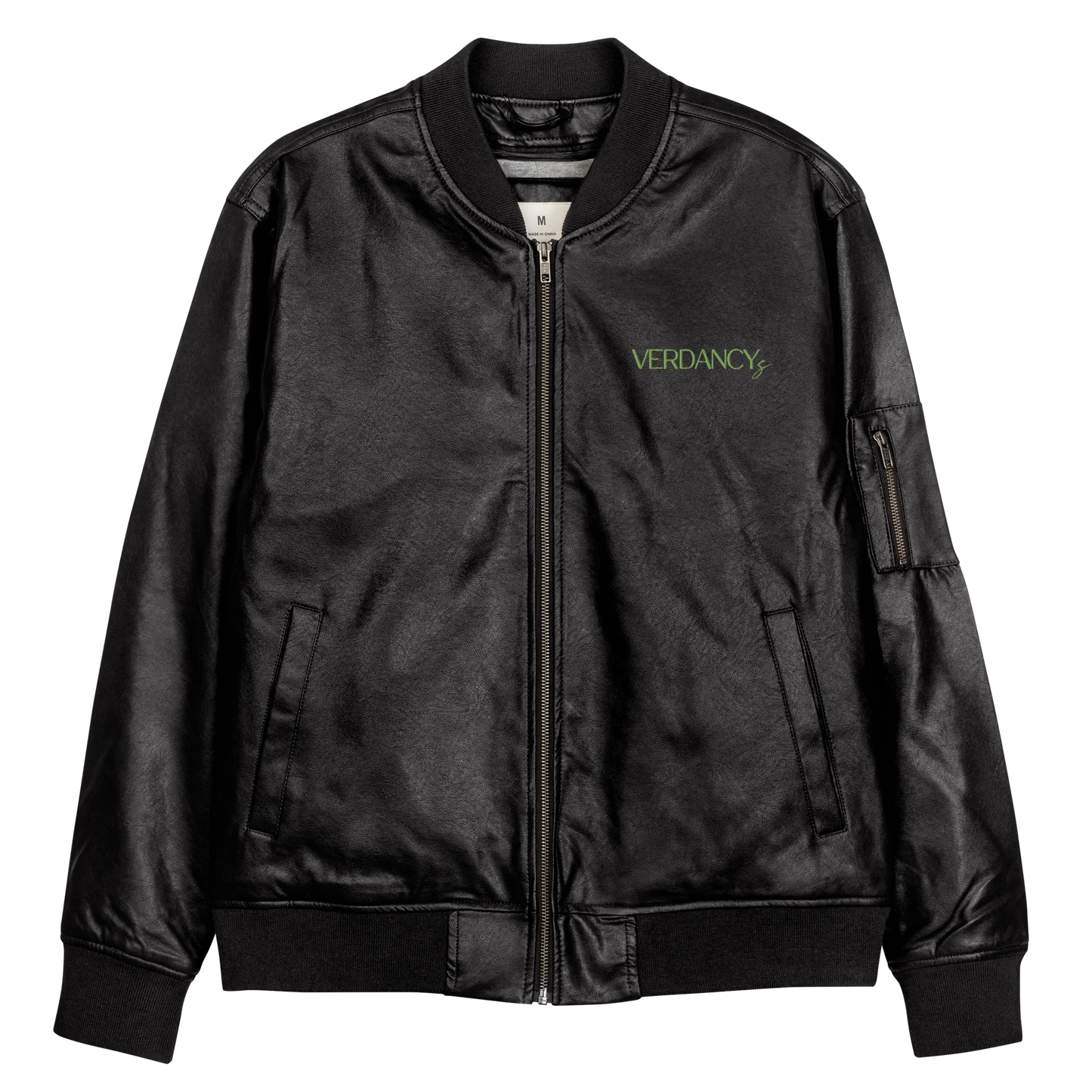 Storms Don't Last Forever Embroidered Faux Leather Bomber Jacket