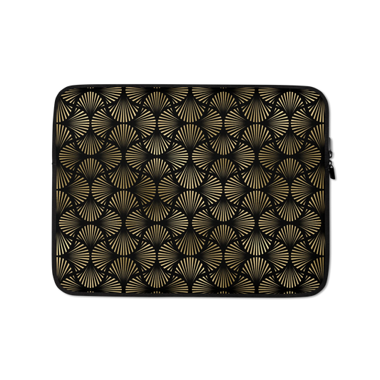Black And Gold Art Deco Flower Reflections Laptop Sleeve
