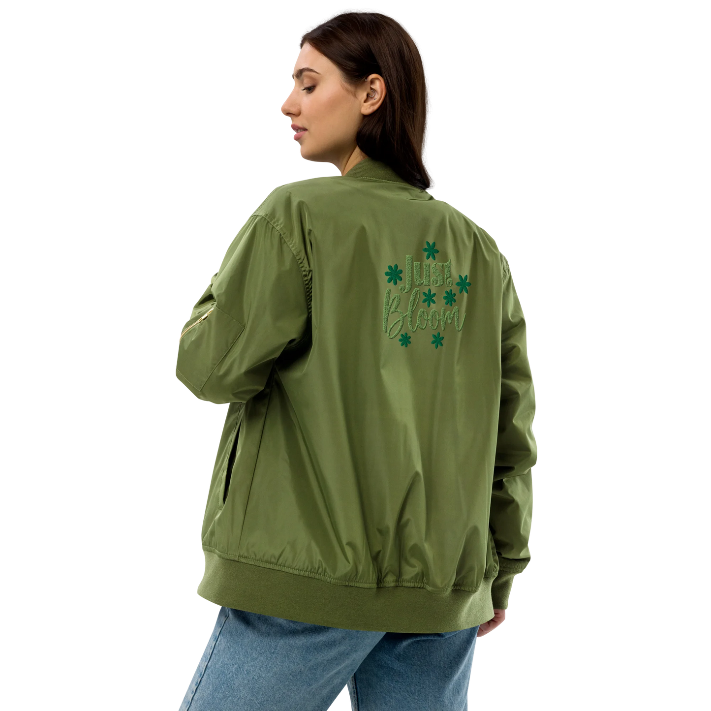 Just Bloom Embroidered Premium Recycled Bomber Jacket