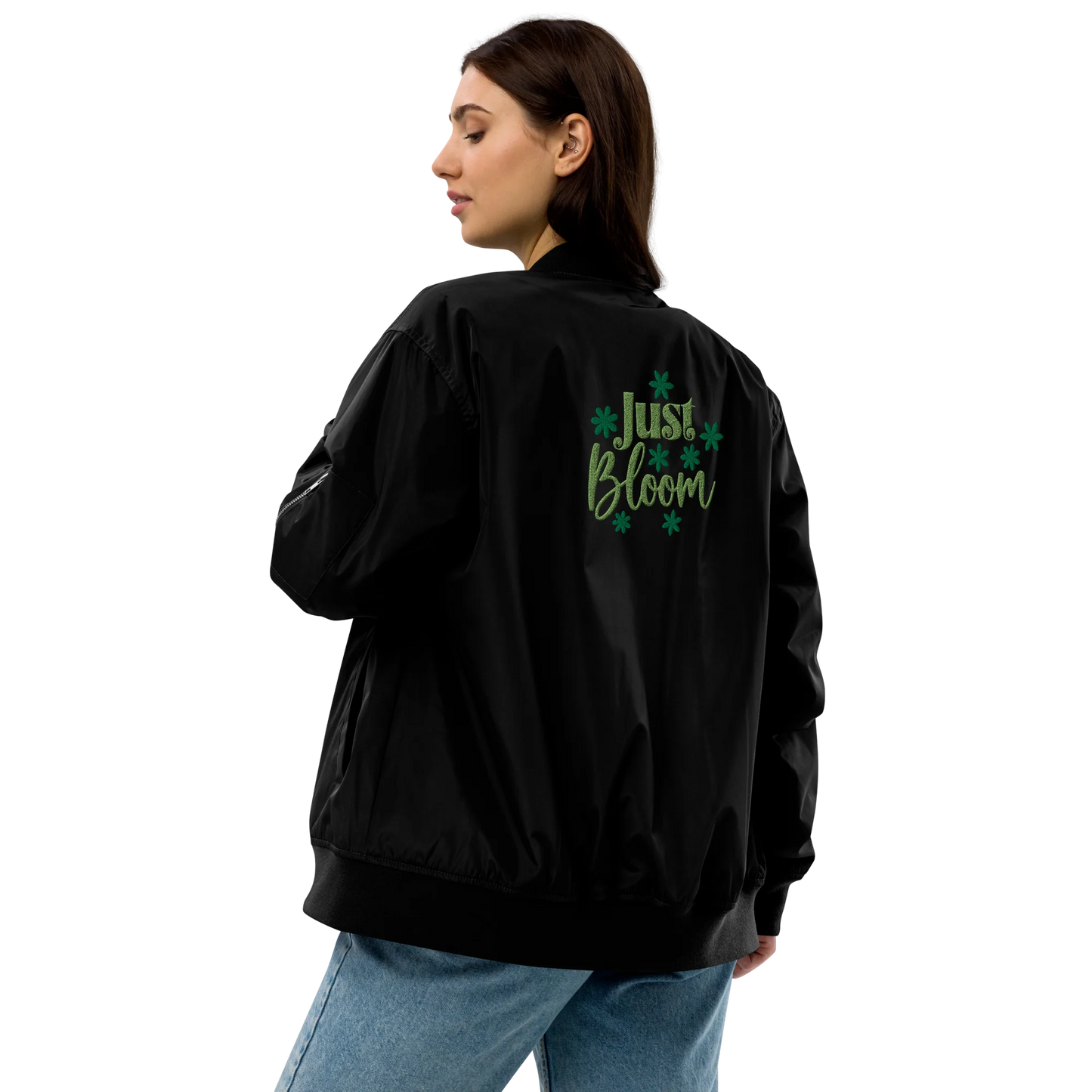 Just Bloom Embroidered Premium Recycled Bomber Jacket